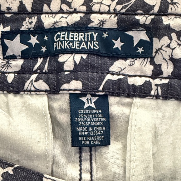 Celebrity Pink Women's Floral Jean Shorts -  Blue and White - Picture 2 of 3